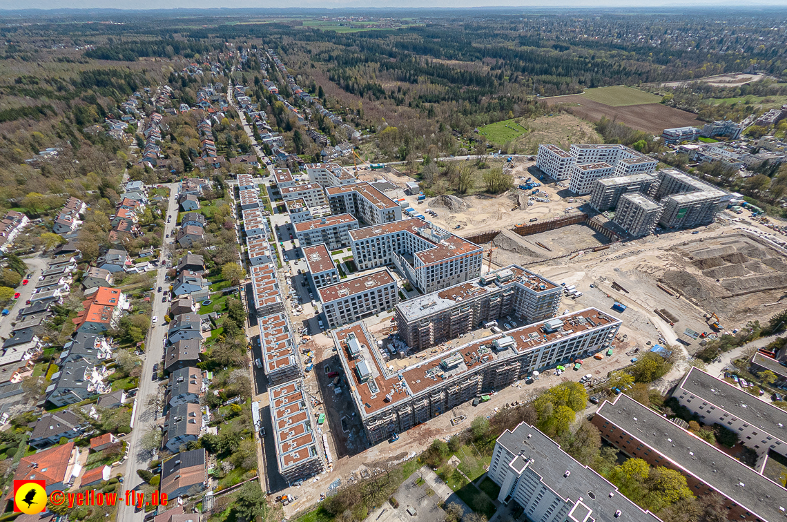 21.04.2023 - Luftbilder von der Baustelle Alexisquartier und Pandion Verde in Neuperlach
